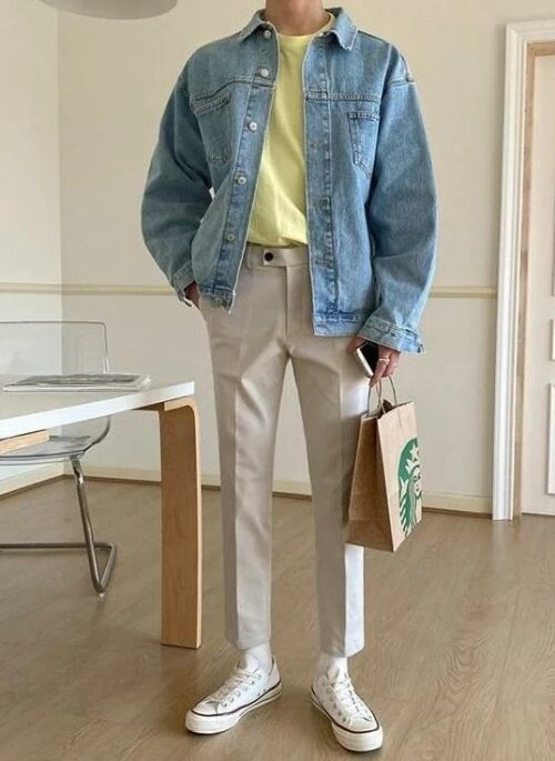 Vintage Denim Jacket Korean Style Casual Outerwear