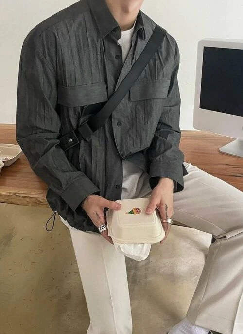Vintage Linen Workwear Jacket Shirt