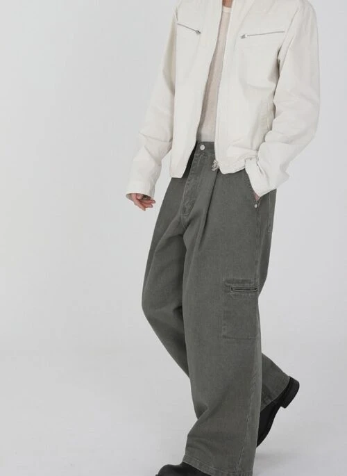 Vintage Washed Loose Straight Jeans