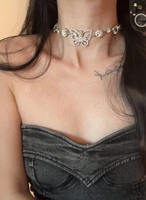 White Crystal Butterfly Necklace | Isa – STAYC