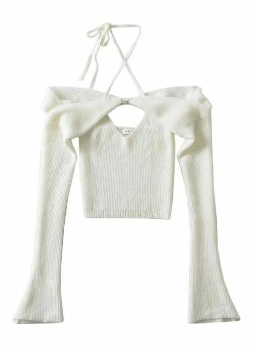 White Off-Shoulder Halter Top | Solar – Mamamoo