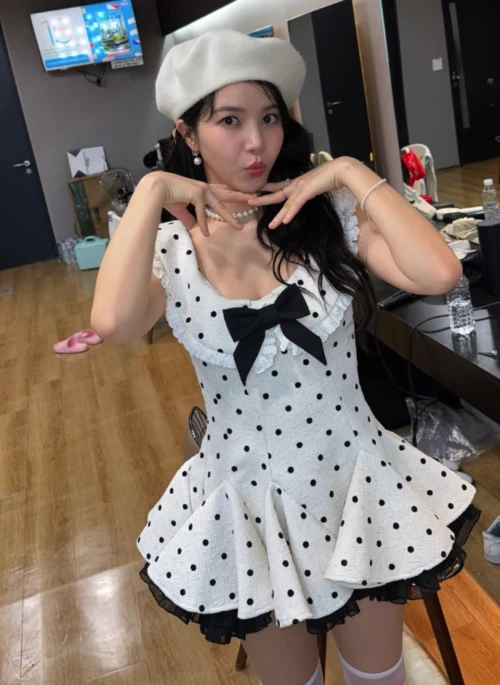 White Polka Dots Mini Dress | Solar – Mamamoo
