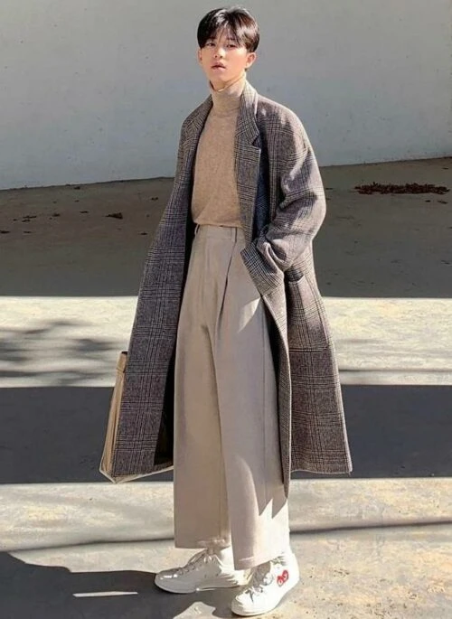 Wideleg Wool Blend Relaxed Trousers