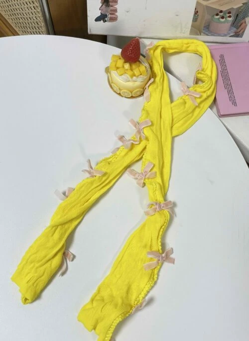 Yellow Lace Bow Embellished Arm Sleeves | Harvey – XG