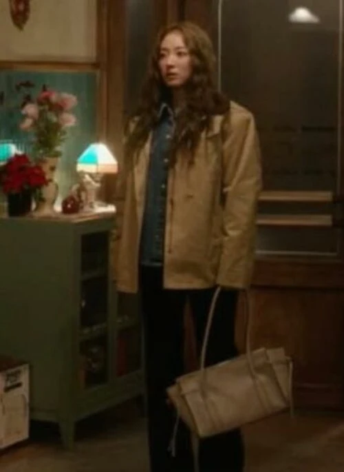 Beige Faux Leather Large Shoulder Bag | Ji Kang Hee – Motel California