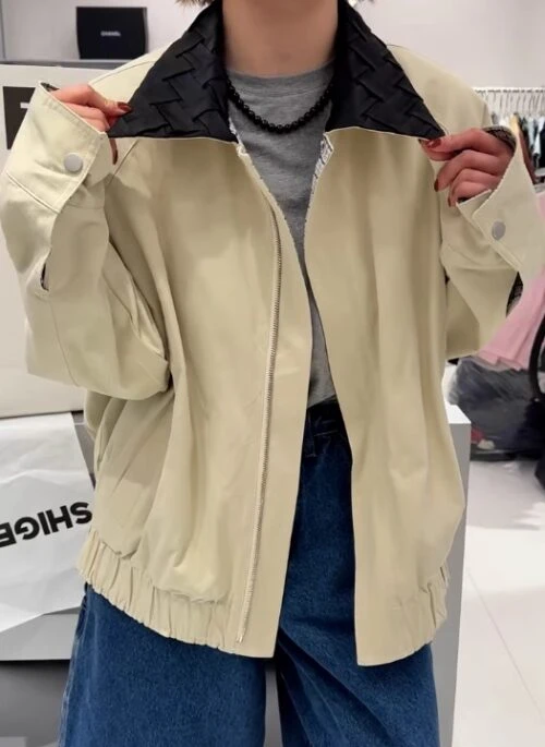 Beige Jacket With Weave Collar | Heeseung – Enhypen