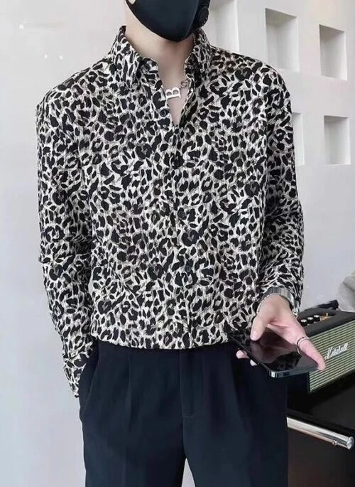 Beige Leopard Print Collared Shirt | Wonwoo – Seventeen