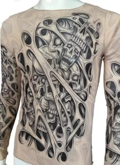 Beige Tattoo-Style Skull Top | Harvey – XG