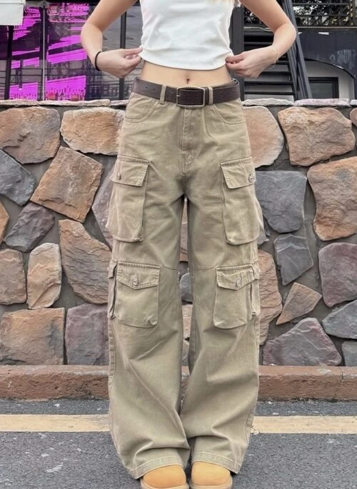 Beige Wide Leg Cargo Pants | Julie – Kiss Of Life