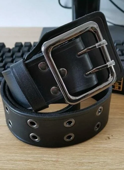 Black Double Layer Eyelet Belt | Jin – BTS