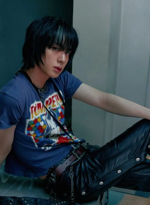 Black Faux Leather Button-Up Pants | Jin – BTS