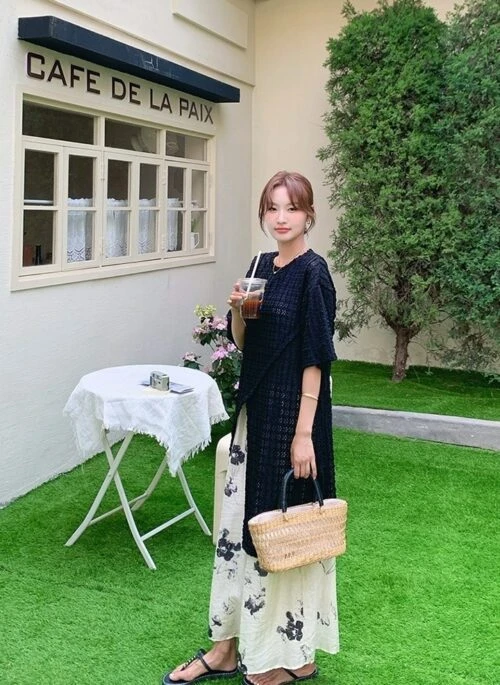 Black Irregular Print Cover Up Wide Leg Pants Set