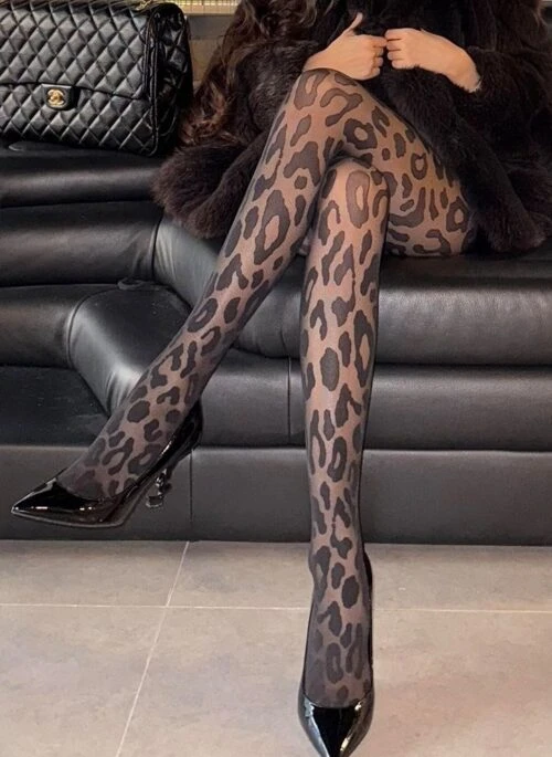 Black Leopard Pattern Pantyhose | Chisa  – XG