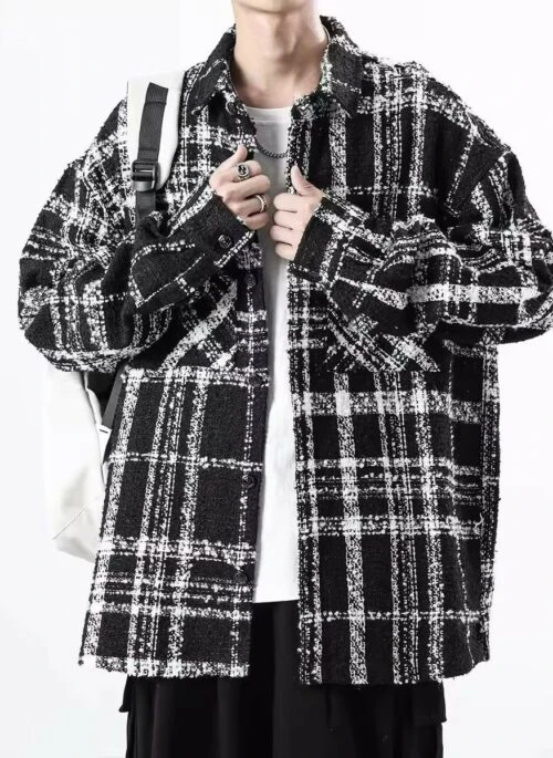 Black Plaid Front Pocket Tweed Jacket | Jimin – BTS