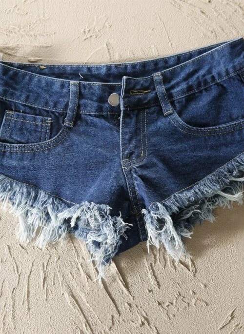 Blue Denim Ripped Micro Shorts | Yuna - ITZY