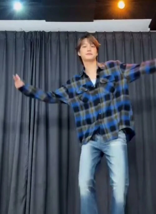 Blue Plaid Button Up Shirt | Kai – EXO