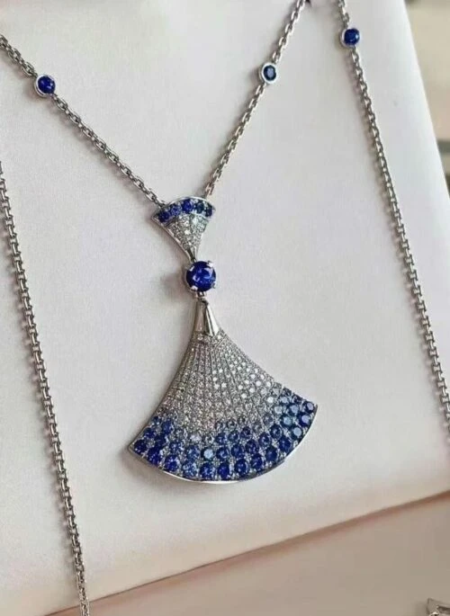 Blue Rhinestones Fan Necklace | Ningning – Aespa