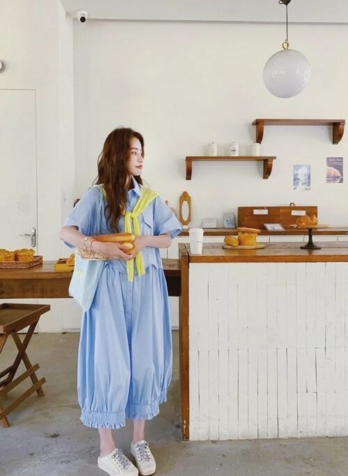 Blue Shawl Shirt Slimming Floral Maxi Dress