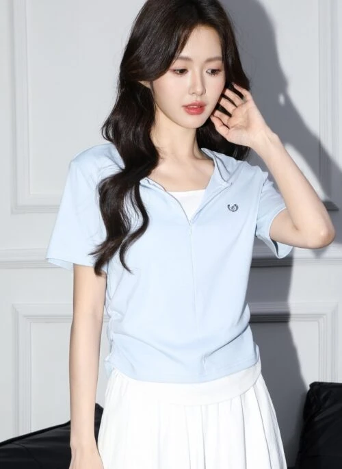 Blue Vneck Colorblock Short Sleeve Top
