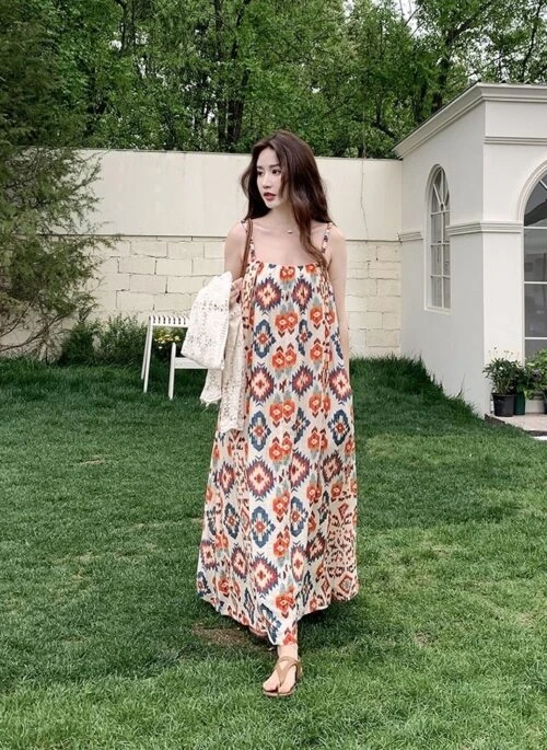 Bohemian Floral Backless Sundress Vacation Set