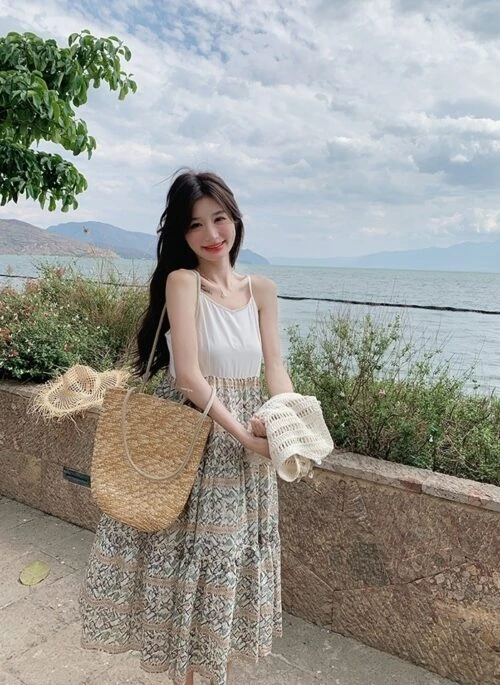 Bohemian Floral Hollow Out Vacation Dress Set