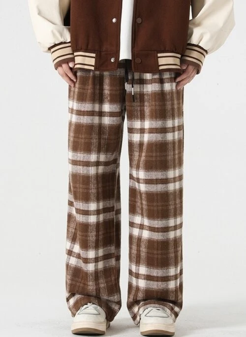 Brown Plaid Loose Pants | Seungmin – Stray Kids