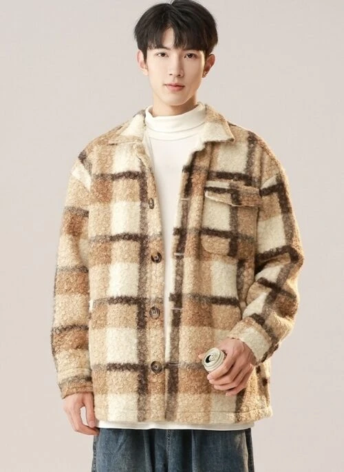 Brown Plaid Woolen Jacket | Jin – BTS