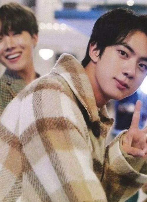 Brown Plaid Woolen Jacket | Jin – BTS