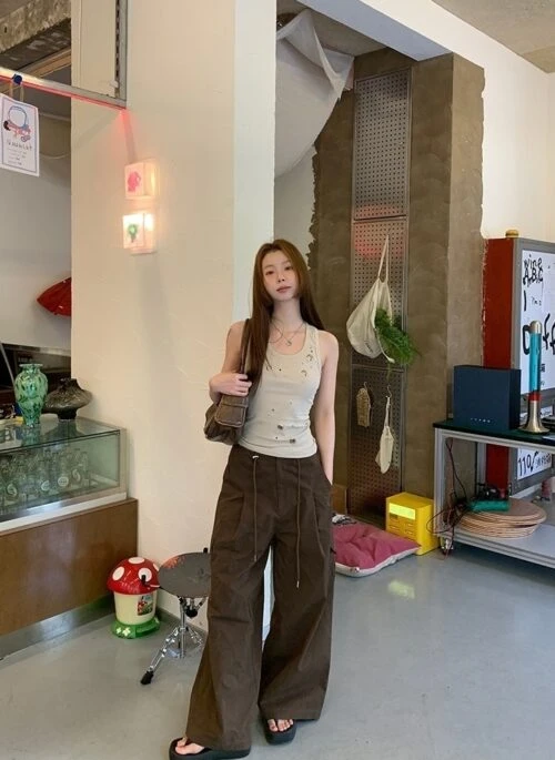 Casual Relaxed Fit Wide Leg Cargo Pants