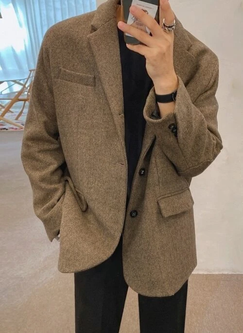 Casual Vintage Wool Blazer Jacket