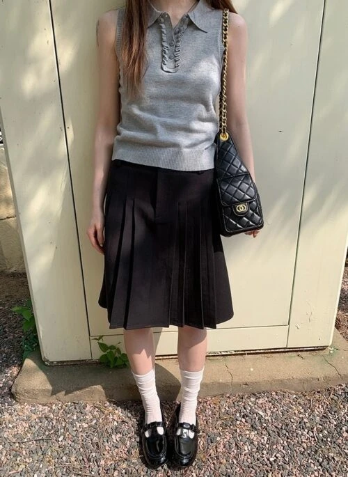 Chic Sleeveless Knit Tank Top Gray