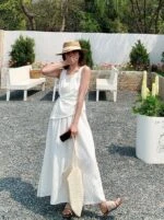 Chic Two Piece Casual Top And White Skirt Set - Fashion Chingu