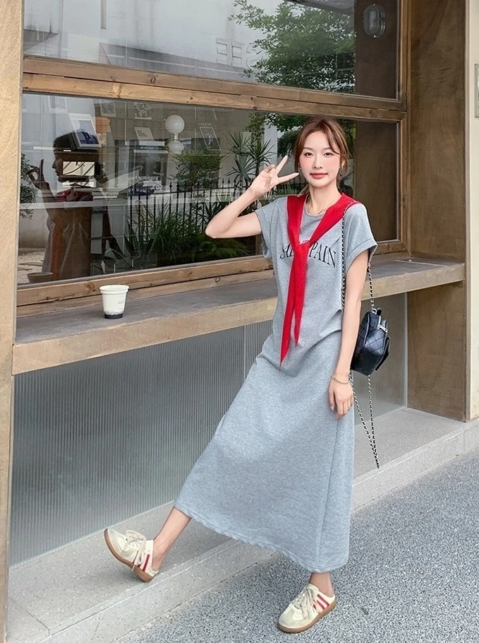 セール・キャンペーン Colorblock Print Dress Shirt T Maxi Casual Fit Loose Clothing