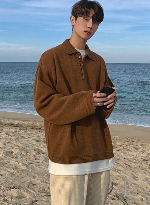 Cozy Knit Sweater With Classic Collar