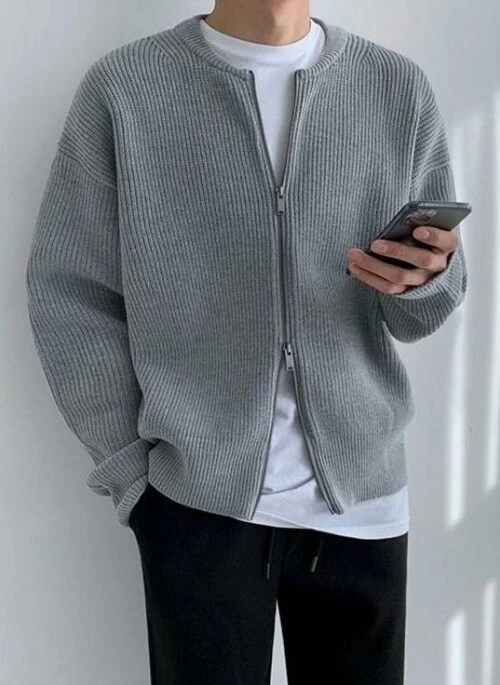 Cozy Knit Zipper Cardigan Sweater