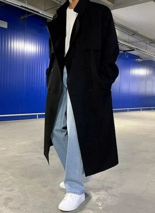 Doublebreasted Long Trench Coat