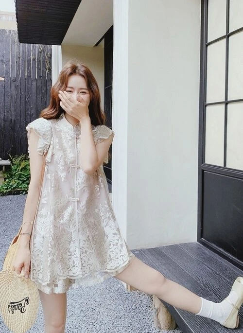 Elegant Lace Embroidered Vintage Style Two Piece Set