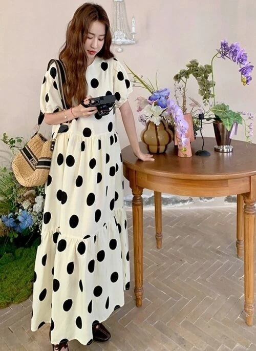 Elegant Polka Dot Vintage A Line Dress