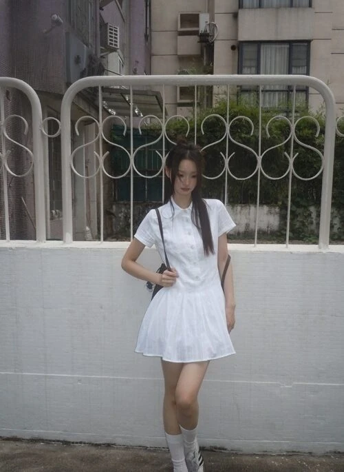 Elegant White French Style Summer Dress