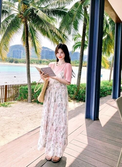 Floral Dress And T Shirt Set Summer Collection