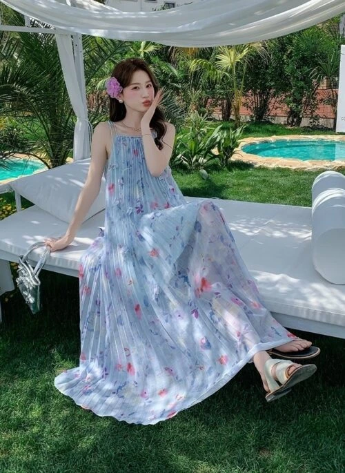Floral Maxi Sundress Elegant Vacation Style