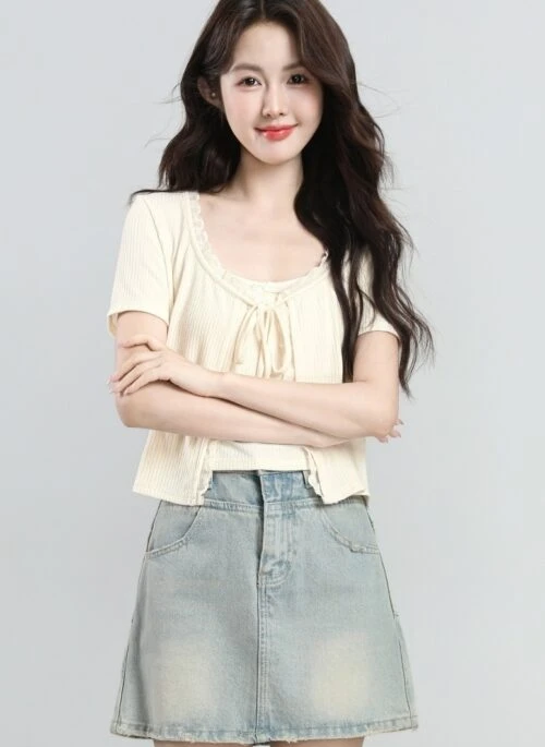 French Style Knit Cardigan And Camisole Set