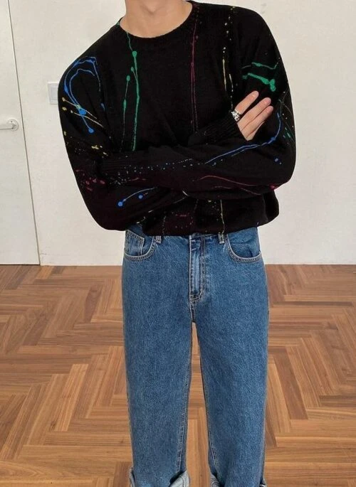 Graffiti Design Loose Knit Sweater