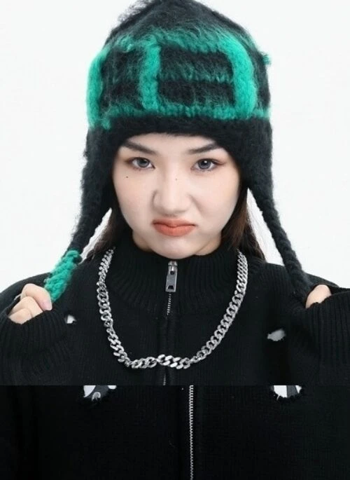 Green Fuzzy Knit Snap-Button Hat | Jurin – XG