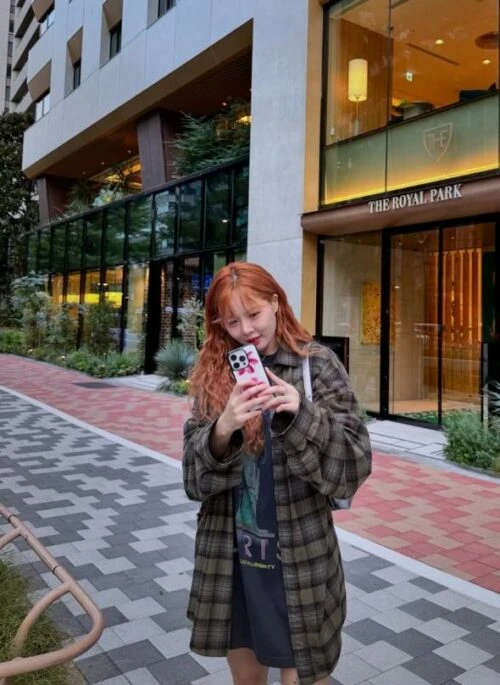 Green Plaid Log Sleeves Shirt | Hyuna