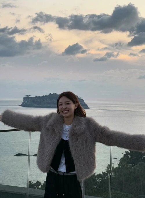 Grey Faux Fur Collared Jacket | Nayeon –  TWICE