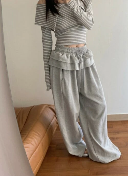 Grey Ruffle Skirt Sweat Pants | Nayeon – TWICE