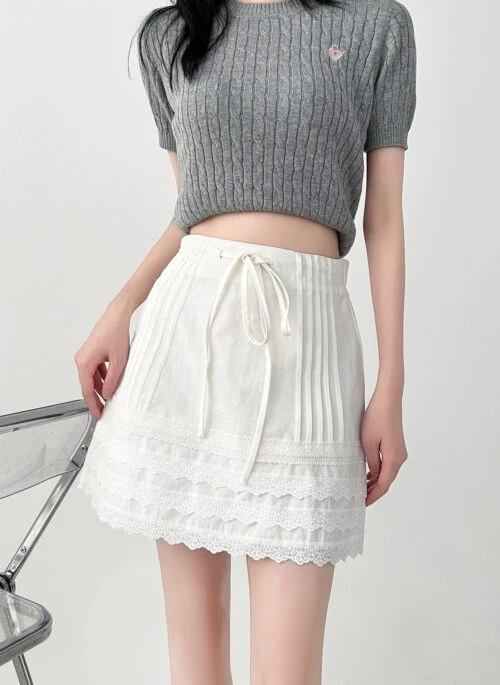 High Waist White Aline Skirt For Summer