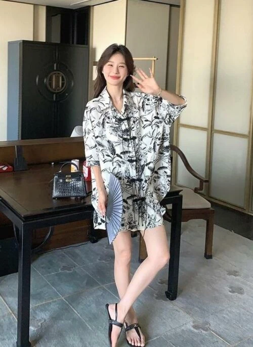 Ink Wash Shirt And Shorts Set Summer Style