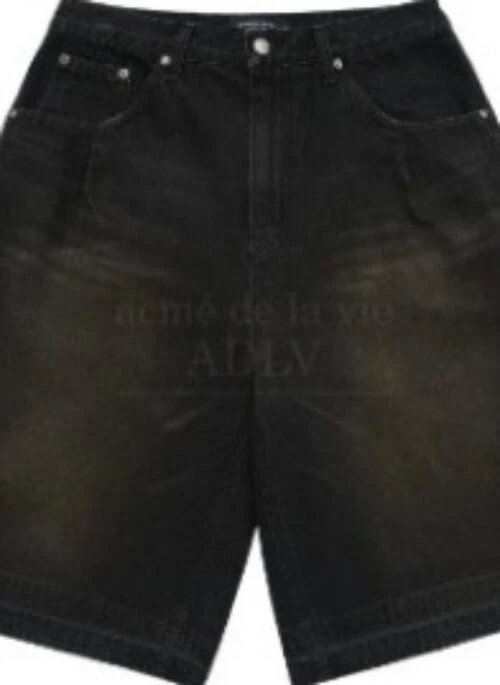 JEONGHAN x acme de la vie – Brush Washing Bermuda Denim Short Pants | Black